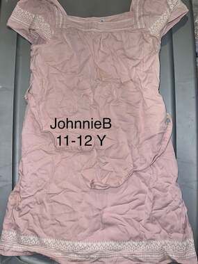 Johnnie B Dress Size 11-12Y Pink Embroidered Off Shoulder